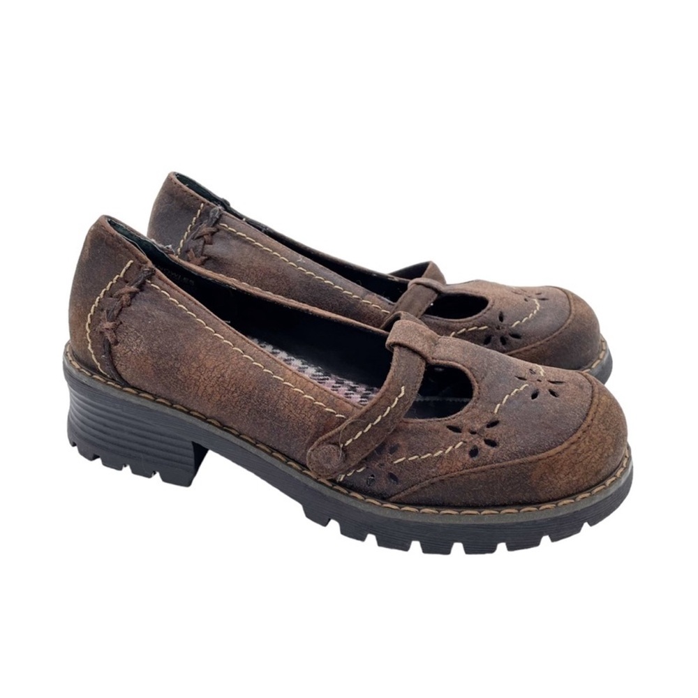 Vintage 90s Y2K Mudd Chunky Mary Jane Loafers Platform Shoes Size 8 (binp4)